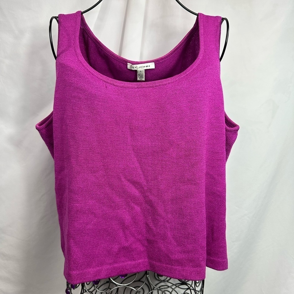 St John Magenta pink santana knit tank top size L